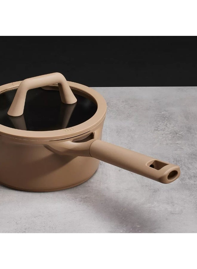 Carote 1.9 Litre Nonstick Saucepan with Pour Spout & Strainer Lid, PFAS & PFOA Free Healthy Cooking, Titanium-Reinforced with Heat-Resistant Handle, All-Stovetop Compatible, Dishwasher Safe (Taupe) - Image 5